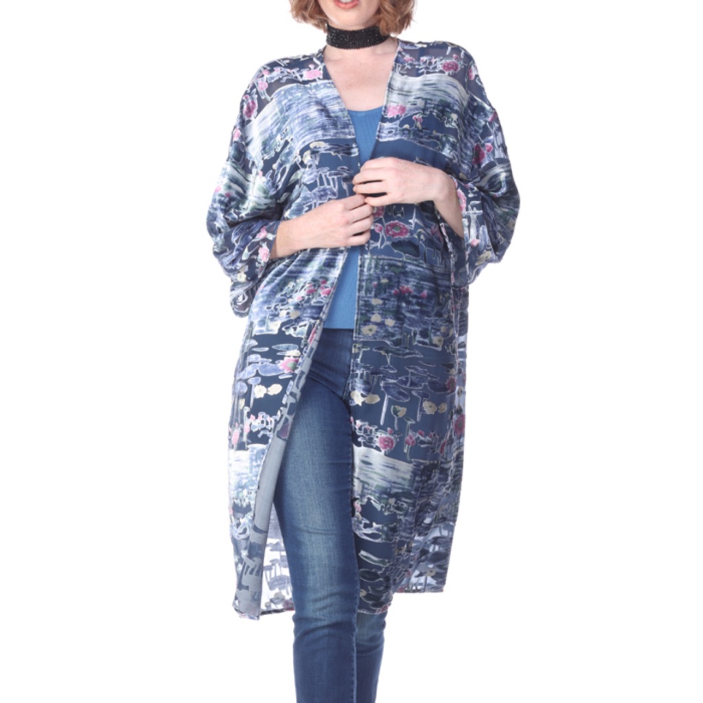Anthropologie Velvet Burnout Multicolored Kimono One Size Fits Most